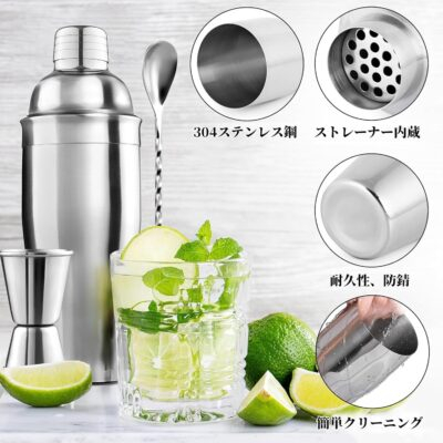 初心者のバーテンダー向けのエッセンシャルステンレススチールカクテルシェーカーセット 11 初心者のバーテンダー向けのエッセンシャルステンレススチールカクテルシェーカーセット